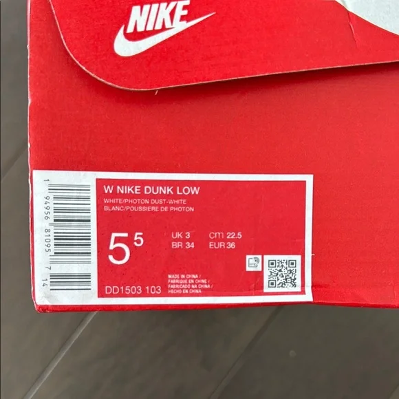 Women’s Nike Dunk Low Sneakers - White/Photon Dust - Picture 5 of 5